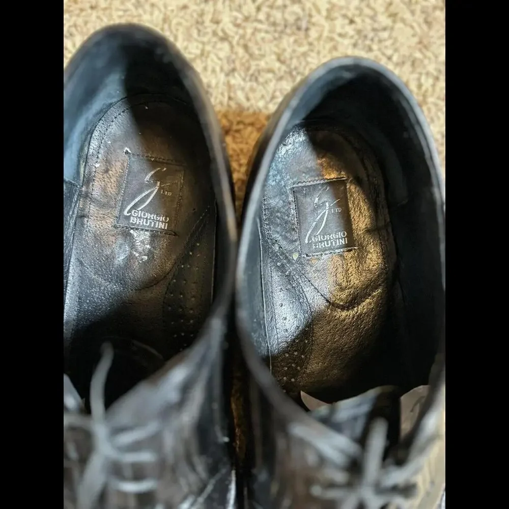 Giorgio Brutini Black Leather Oxford Dress Shoes  Size‎ 12